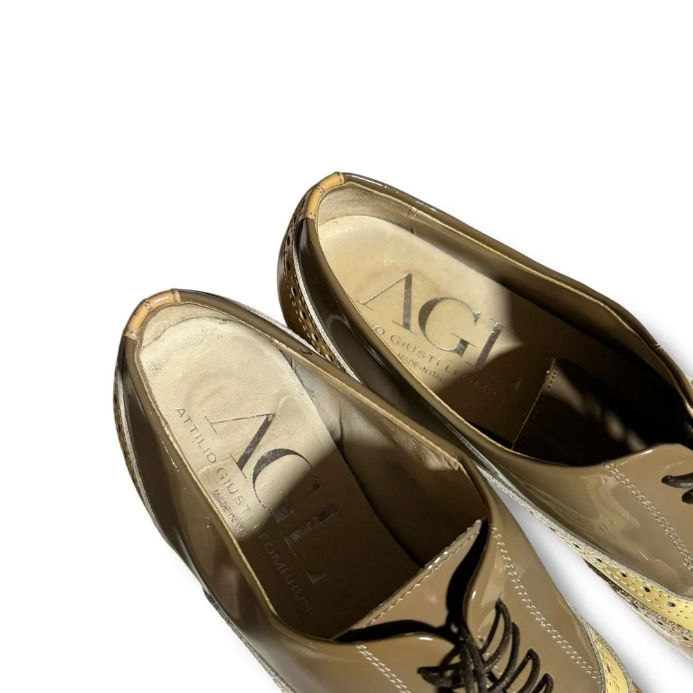 AGL Attilio Giusti Leombruni WINGTIP PATENT LEATHER‎ OXFORD US 7 EU 37.5